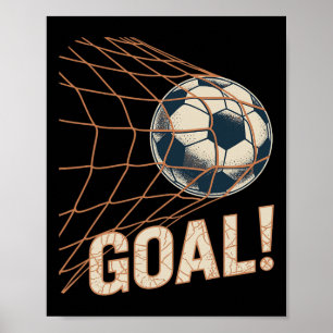 Soccer Goal Celebration Vintage Soccer Ll In Net Poster