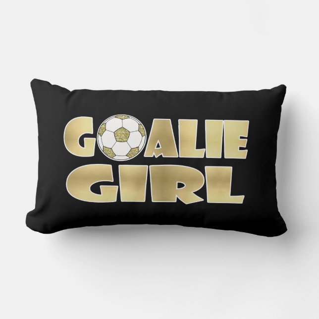Soccer Goalie Girl Gold Lumbar Cushion (Front)