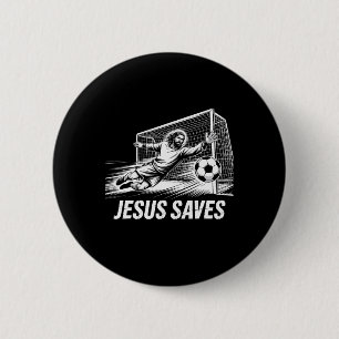 Soccer Goalie Goalkeeper Jesus Saves Christian Soc 6 Cm Round Badge