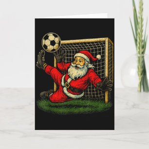 Soccer Goalie Santa Claus Christmas Sports Boys Yo Card