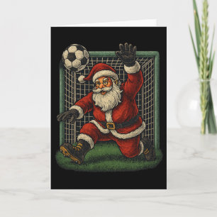 Soccer Goalie Santa Claus Christmas Sports Boys Yo Card