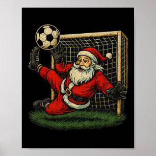 Soccer Goalie Santa Claus Christmas Sports Boys Yo Poster