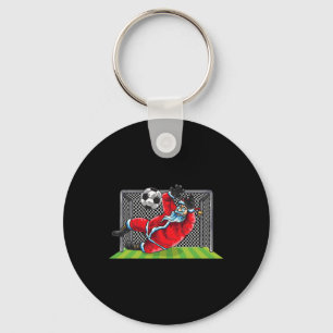 Soccer Goalie Santa Claus Christmas Sports Kids Bo Key Ring