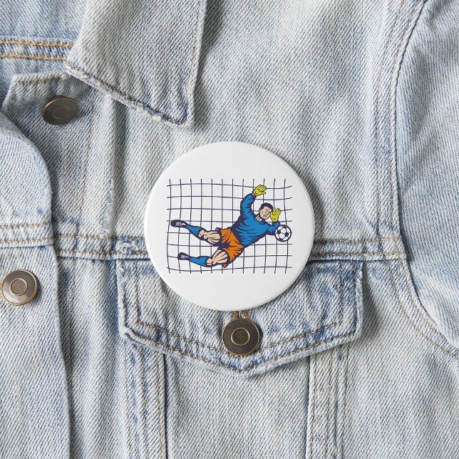 Soccer Goalkeeper Diving Save 7.5 Cm Round Badge (Creator Uploaded)