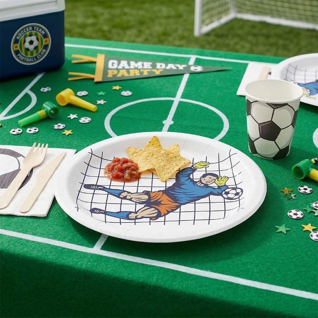 Soccer Goalkeeper Diving Save Paper Plate (Creator Uploaded)