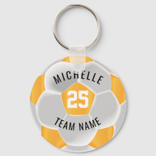 Soccer - Golden Yellow and White Key Ring