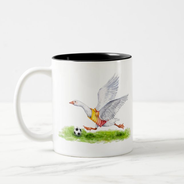 Soccer Goose Two-Tone Coffee Mug (Left)