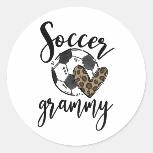 Soccer Grammy Leopard Funny Soccer Classic Round Sticker