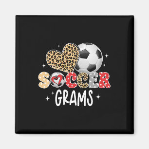 Soccer Grams Cute Leopard Heart Soccer Player Love Magnet