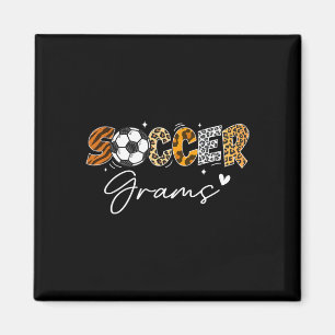 Soccer Grams Funny Leopard Soccer Player Lover Magnet