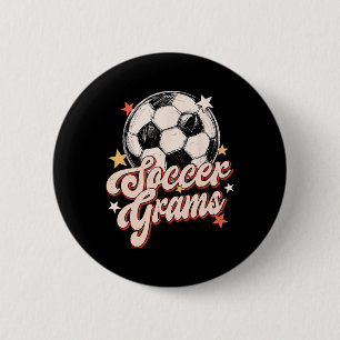 Soccer Grams Groovy Retro Soccer Player Lover 6 Cm Round Badge