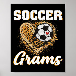Soccer Grams Leopard Heart Love Soccer Player Poster
