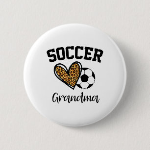 Soccer Grandma Leopard Heart Funny Mothers Day 6 Cm Round Badge