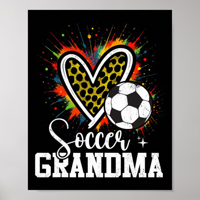 Soccer Grandma Leopard Heart  Poster (Front)
