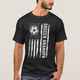 Soccer Grandpa American Flag Proud Grandpa Fathers T-Shirt