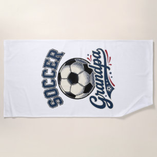Soccer Grandpa Vintage Engraving Shirt Design_1 Beach Towel