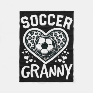 Soccer Granny Leopard Heart Granny Soccer Player Fleece Blanket