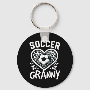 Soccer Granny Leopard Heart Granny Soccer Player Key Ring
