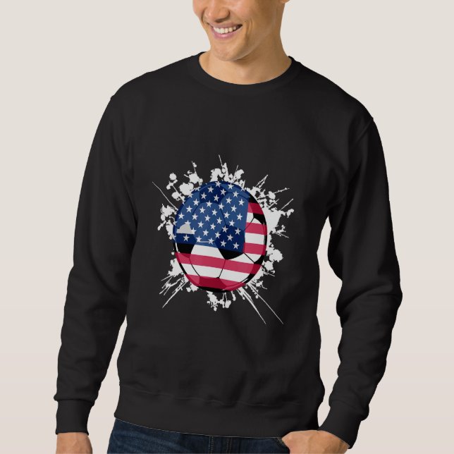 Soccer Graphic T Soccer Ball With Usa Flag Sweatshirt (Front)
