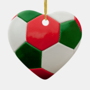 Soccer Green and Red Ceramic Tree Decoration