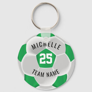 Soccer - Green and White Key Ring
