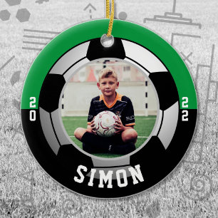 Soccer Green Black Team Colours Ceramic Ornament