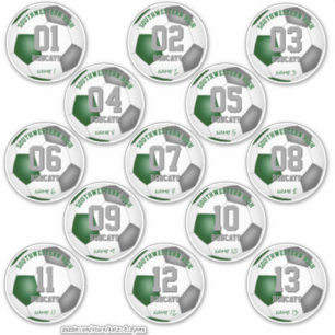soccer green grey team colours gifts set of 13