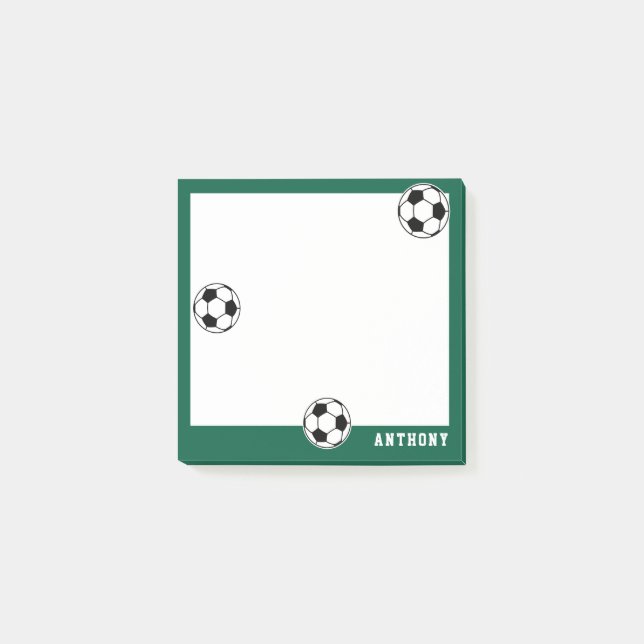 Soccer Green Personalised Kids Back to School Post-it Notes (Front)