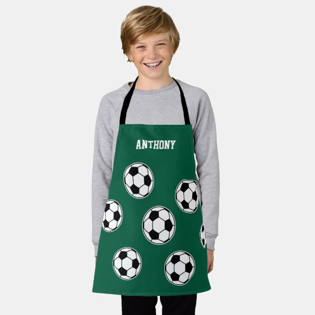 Soccer Green Personalized Kids Back to School Apron (Worn)