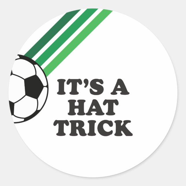 Soccer Green Stripes Hat Trick 3rd Birthday Classic Round Sticker (Front)