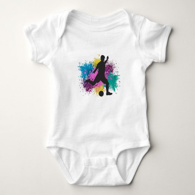 Soccer Grungy Colour Splashes Baby Bodysuit (Front)