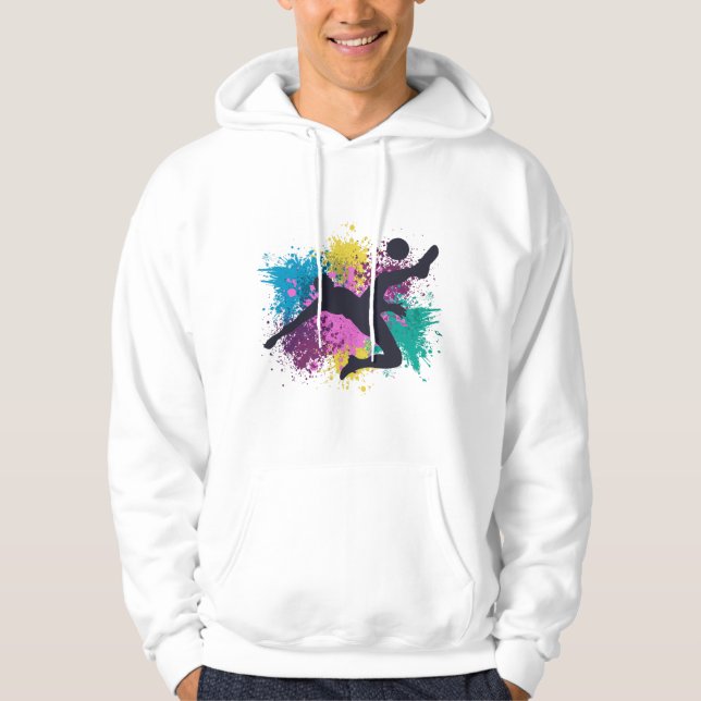Soccer Grungy Colour Splashes Hoodie (Front)