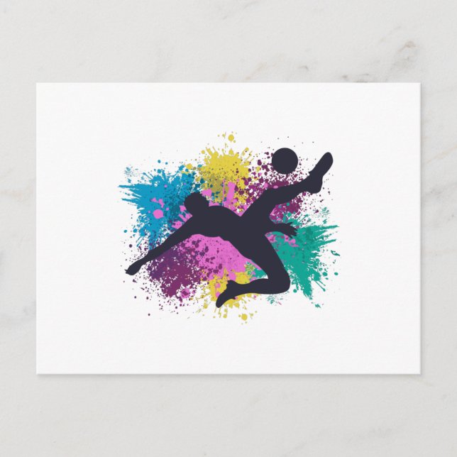 Soccer Grungy Colour Splashes Postcard (Front)