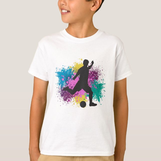 Soccer Grungy Colour Splashes T-Shirt (Front)