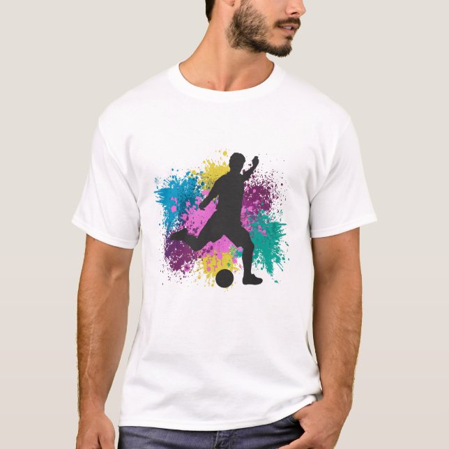 Soccer Grungy Colour Splashes T-Shirt (Front)