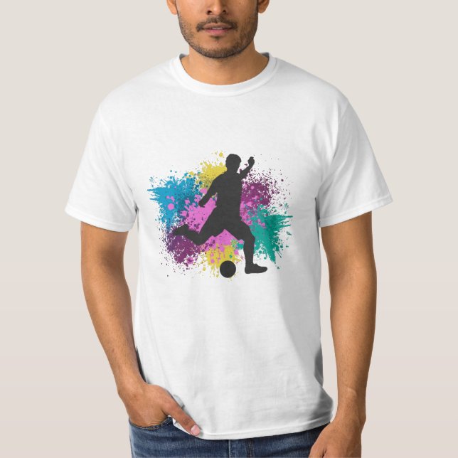 Soccer Grungy Colour Splashes T-Shirt (Front)