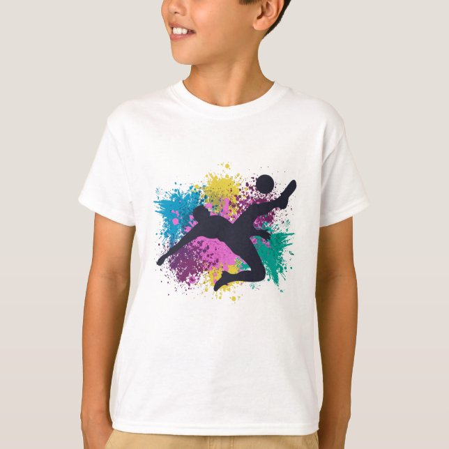 Soccer Grungy Colour Splashes T-Shirt (Front)