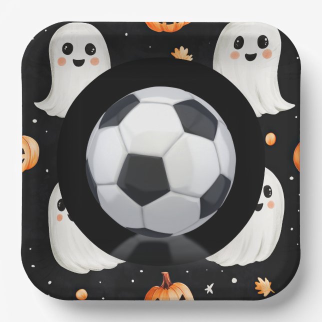 Soccer Halloween themed with ball  Paper Plate (Front)
