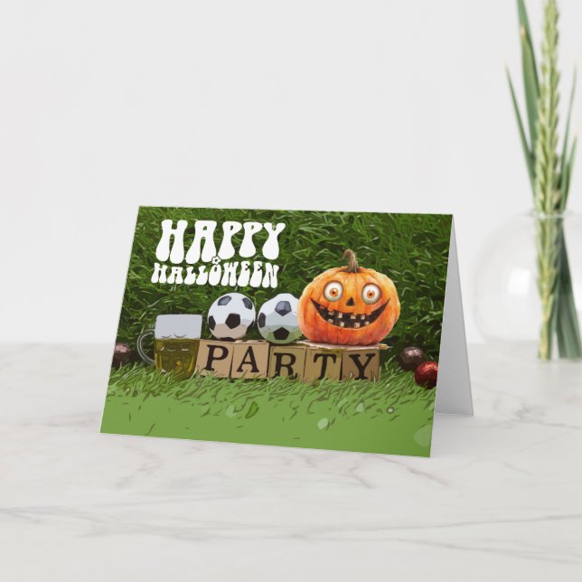 Soccer Happy Halloween with balls  Card (Front)