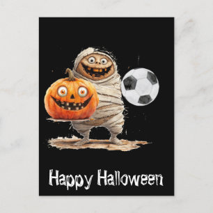 Soccer Happy Halloween with balls Postcard