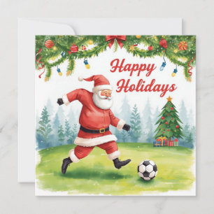 Soccer happy   Holidays Santa Claus Christmas Holiday Card