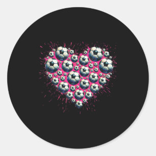 Soccer Heart Funny Valentines Day Lover Fan Gift  Classic Round Sticker