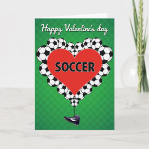 Soccer Heart Pattern Valentines Card