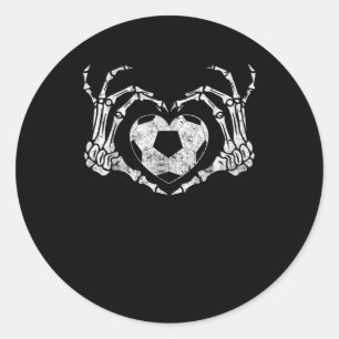 Soccer Heart Skeleton Hand Halloween Costume Classic Round Sticker