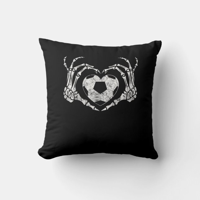 Soccer Heart Skeleton Hand Halloween Costume  Cushion (Front)