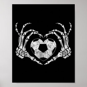 Soccer Heart Skeleton Hand Halloween Costume Men K Poster
