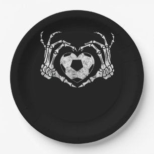 Soccer Heart Skeleton Hand Halloween Costume  Paper Plate