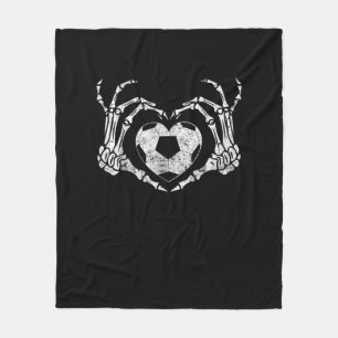 Soccer Heart Skeleton Hand Halloween Minimal Fleece Blanket