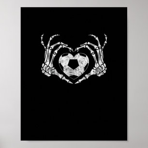 Soccer Heart Skeleton Hand Halloween Minimal Poster