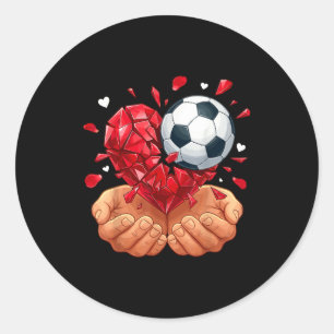 Soccer Heart Valentines Day Classic Round Sticker